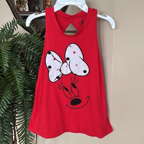 Walt Disney World Girls Minnie Mouse Bow Red Racerback Tank Top Embroidered - Picture 1 of 12